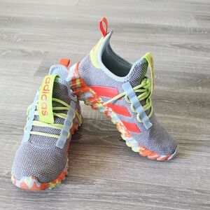 Adidas Kids Gray and Neon Sneakers